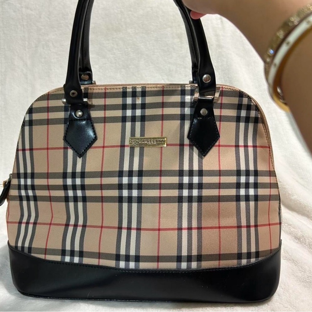 Burberry Tan and Black Plaid Satchel